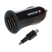 Nabíjačka USB 12/24V SWISSTEN 2,4AMP 2x USB + 2x kábel (Micro USB + iPhone)