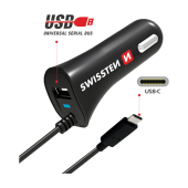Nabíječka CL SWISSTEN USB-C a USB 2,4AMP