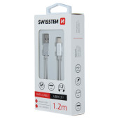 Kábel dátový SWISSTEN TEXTILE USB / USB-C 1,2m strieborný