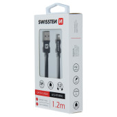 Kábel datový SWISSTEN TEXTILE USB / LIGHTNING 1,2m čierný